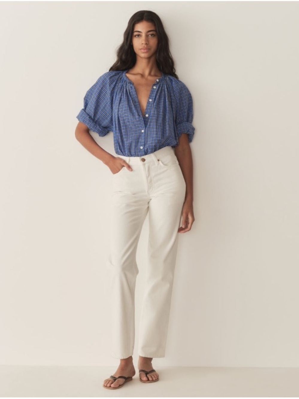 DÔEN Jonie Top in Cassis Plaid - Size XS